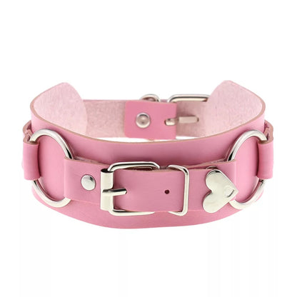 Leather O-ring choker belt w/ buckle