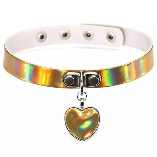 Metallic Choker w/ Heart Locket