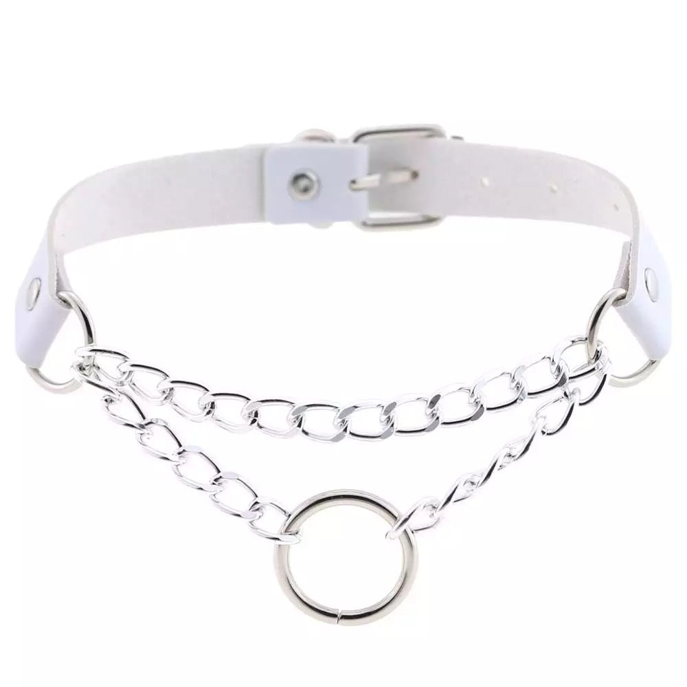 White Leather Choker