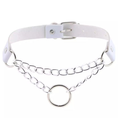 White Leather Choker