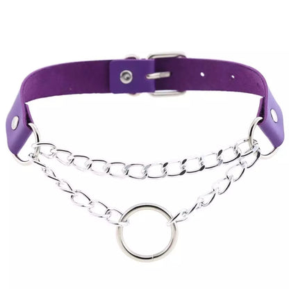 Purple Leather Choker
