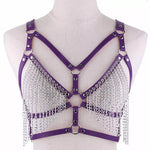 Leather Chest Harness w Chains