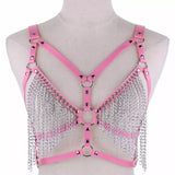 Leather Chest Harness w Chains