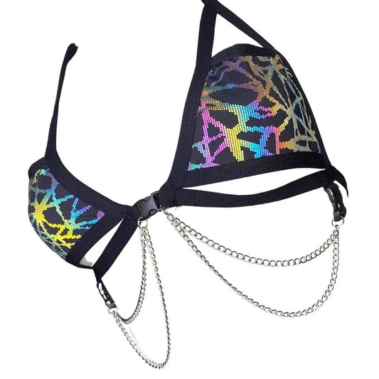 Rainbow Reflective Static Cage Chain Top