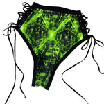 Cyber Grid Side Tie Bottoms - Electric Wave 
