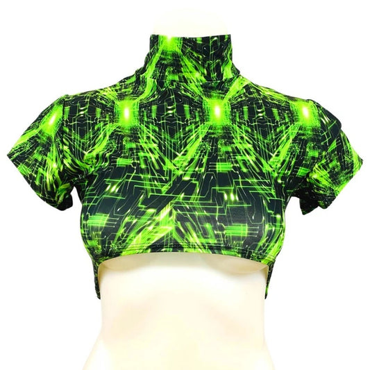 Cyber Grib Underboob Top - Electric Wave 