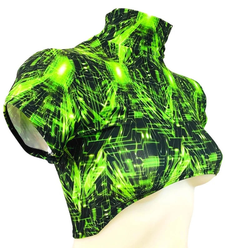 Cyber Grib Underboob Top - Electric Wave 