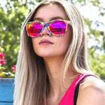 Kandi Swirl Funky Glasses on blonde model
