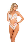 2PC Bridal Criss-Cross Bra Set with Underwire Support - Electric Wave 