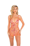 1pc Embroidery Sheer Floral Teddy - Electric Wave 