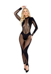 Sheer Mesh Detailed Jumpsuit with Zipper Closure