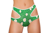 SH3267 - Cutout High-Waisted Printed Shorts