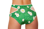 SH3267 - Cutout High-Waisted Printed Shorts