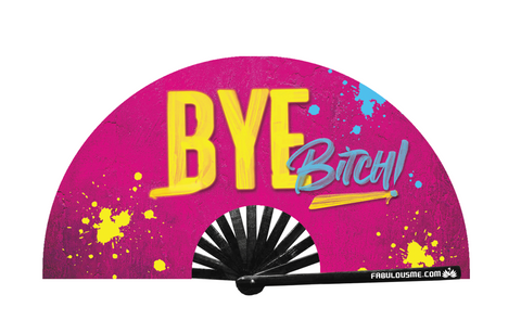 Bye Bitch Custom Hand Fan - Electric Wave 