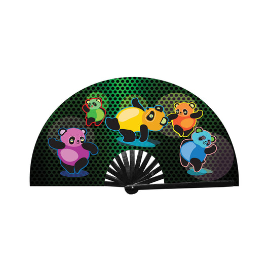 Folding fans with Dancing Pandas on it - Electric Wave 