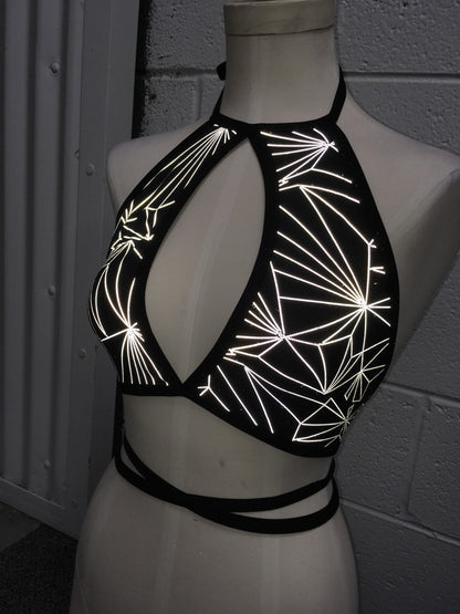 REFRACTION | REFLECTIVE | Keyhole Halter Top, Women's Festival Top, Rave Top