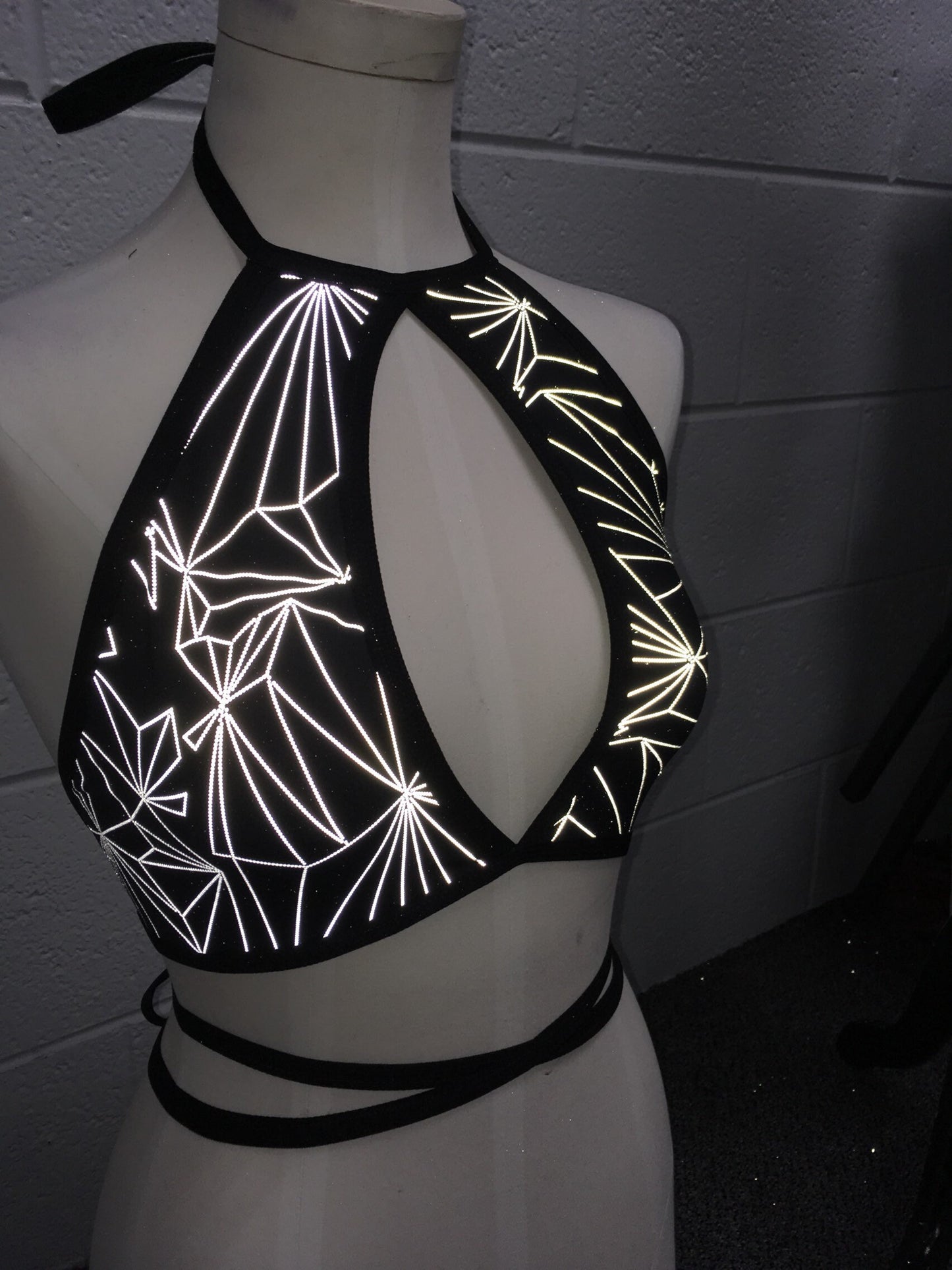 REFRACTION | REFLECTIVE | Keyhole Halter Top, Women's Festival Top, Rave Top