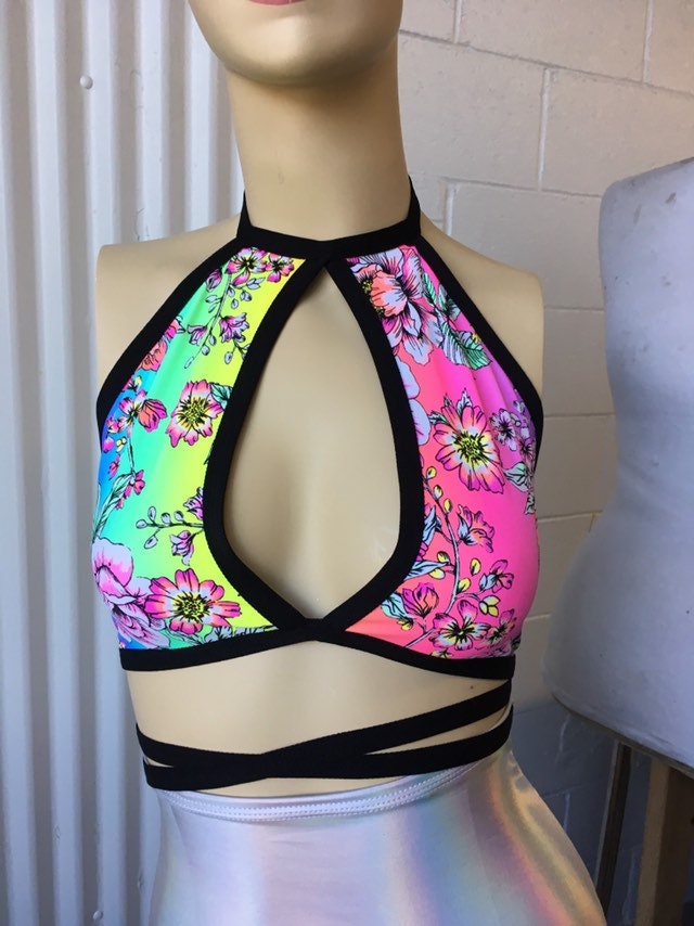 RAINBOW FLOWER | Keyhole Halter top