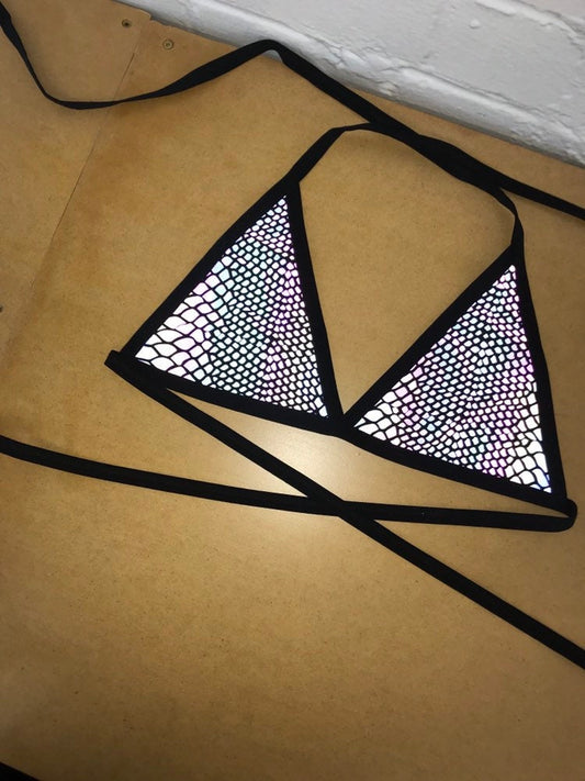 SLITHER | REFLECTIVE | Triangle Top, Women's Festival Top, Rave Top