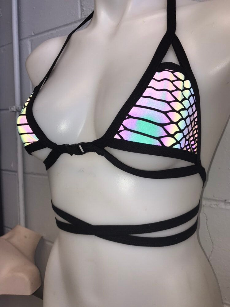 SLITHER | Reflective Cage Top, Women's Festival Top, Rave Top