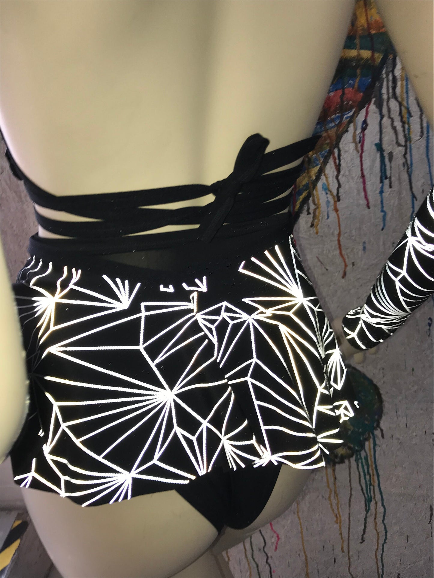 REFRACTION | REFLECTIVE | Ultra Mini Buckle Skirt, Rave Skirt, Festival Bottom