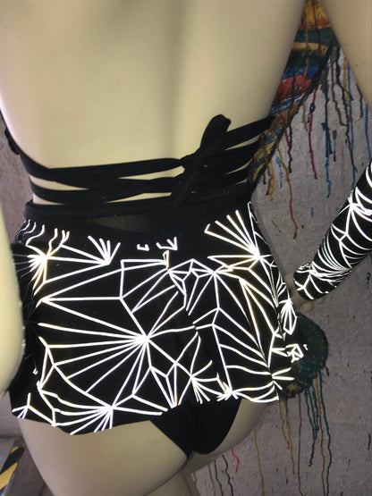 REFRACTION | REFLECTIVE | Ultra Mini Buckle Skirt, Rave Skirt, Festival Bottom