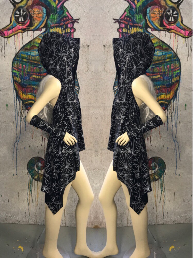 REFRACTION | Unisex Hooded Cloak | Wookie Cloak, Rave cloak, festival cloak, reflective rave outfit