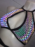 SLITHER | REFLECTIVE | Keyhole Halter Top, Women's Festival Top, Rave Top