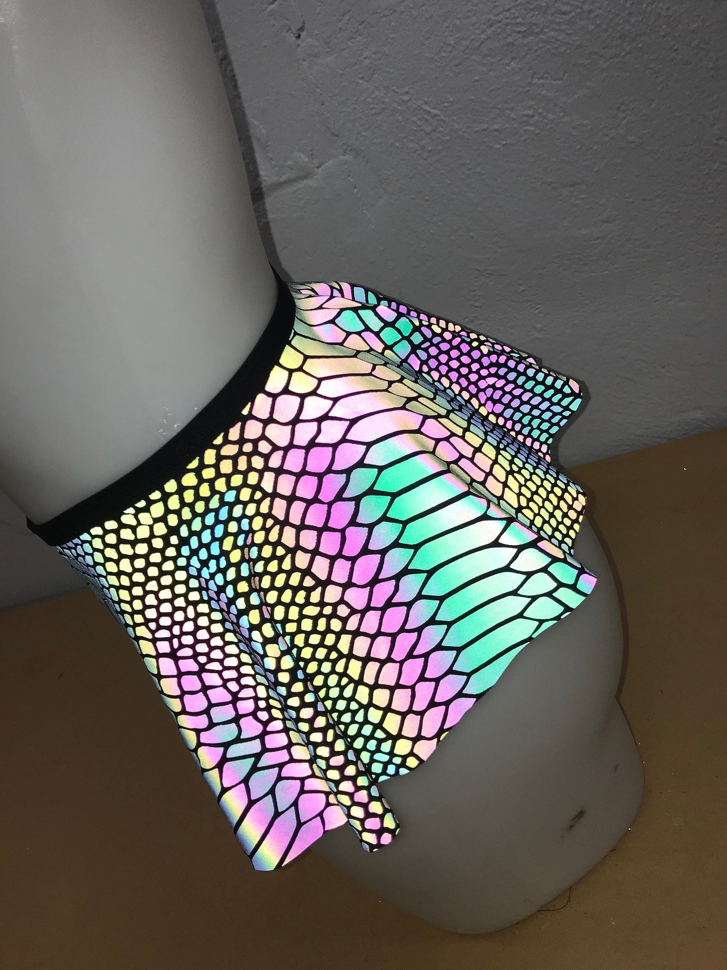 SLITHER | REFLECTIVE | Ultra Mini Buckle Skirt, Rave Skirt, Festival Bottom