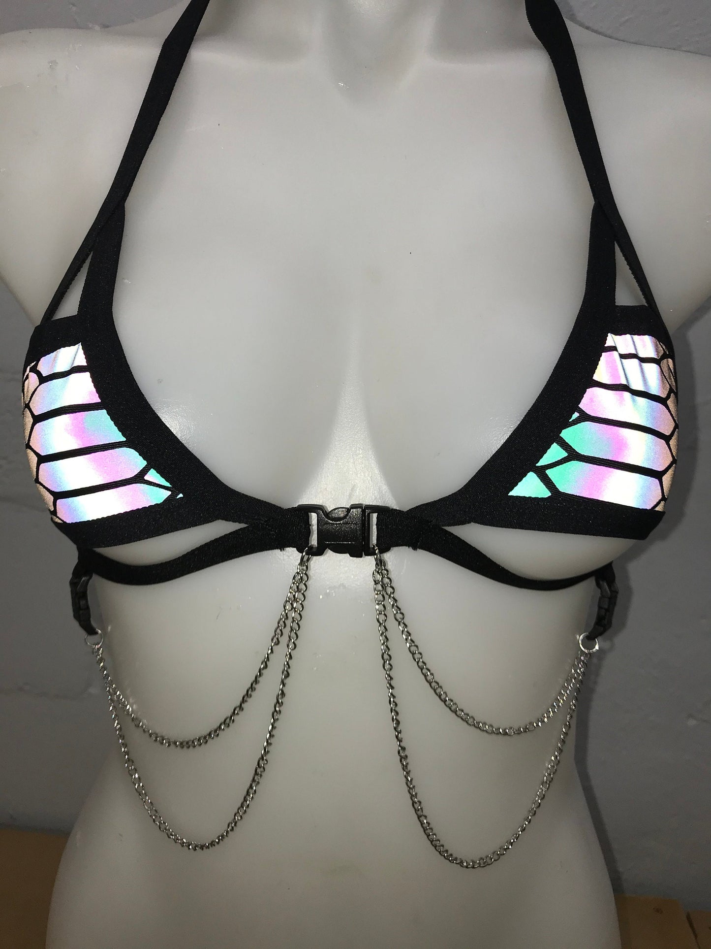 SLITHER | REFLECTIVE | Chain Cage Top, Festival Top, Rave Top with Chains