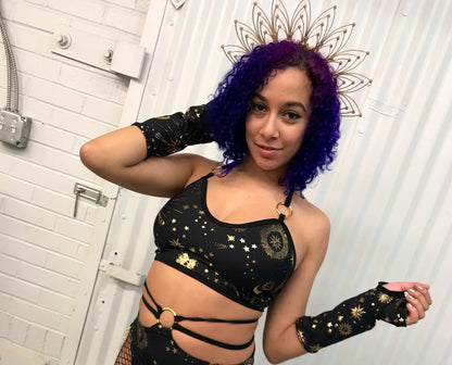 GOLD GODDESS VIBES | Corset Back Crop Top, Women's Festival Top, Rave Top