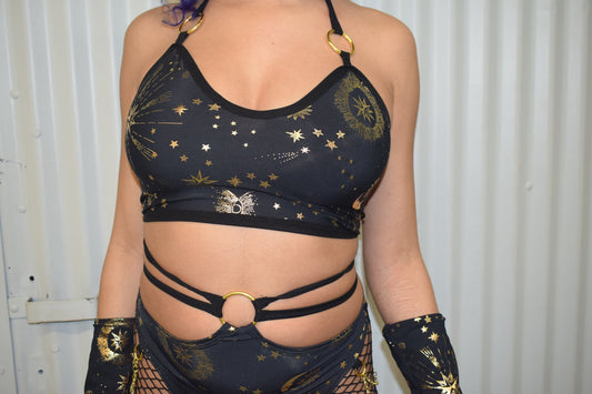 GOLD GODDESS VIBES | Corset Back Crop Top, Women's Festival Top, Rave Top