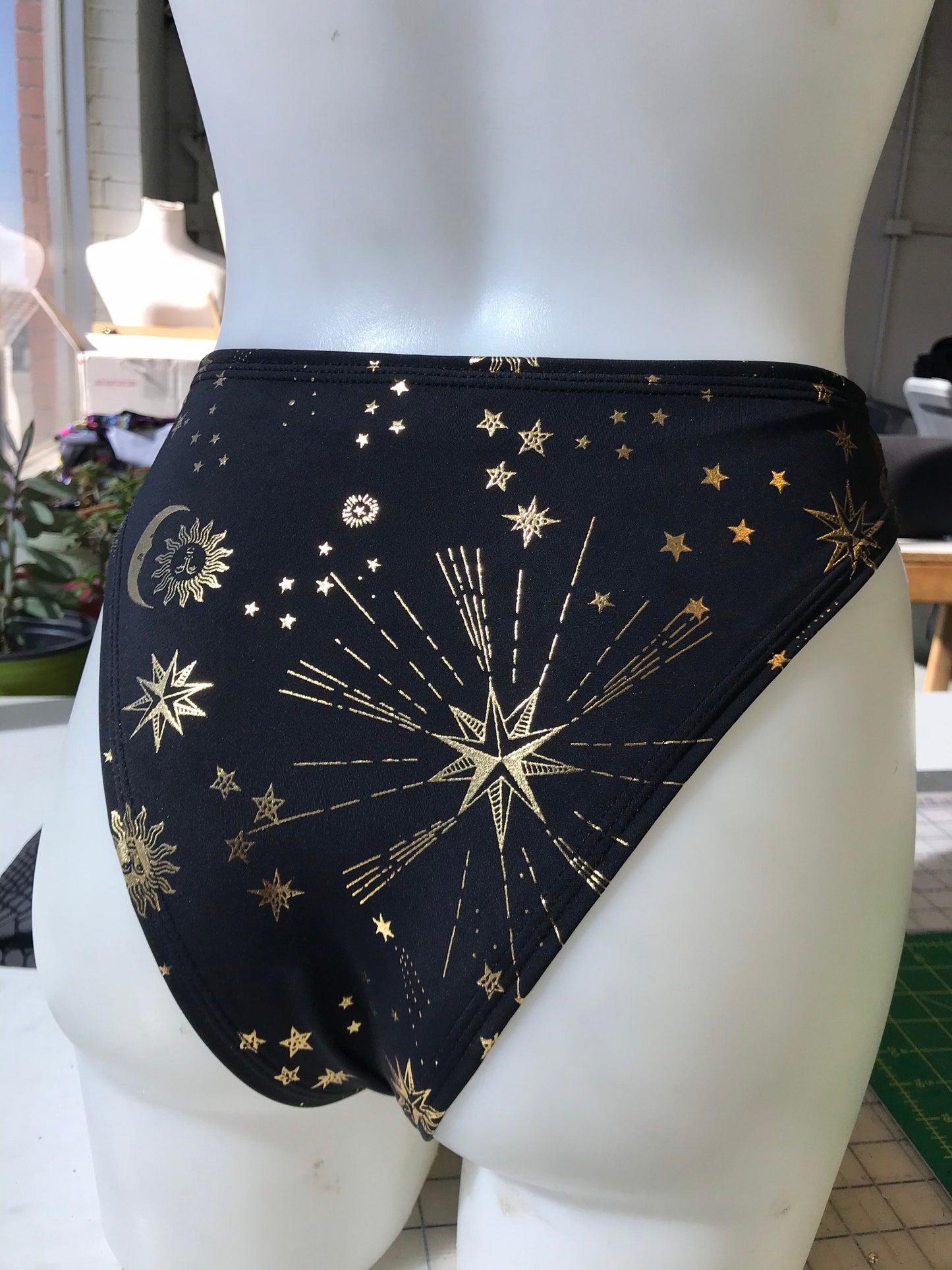 GOLD GODDESS VIBES | High Waisted High Cut Bottoms, Festival Bottoms, Rave Bottoms, Black Rave Outfit