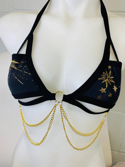 GOLD GODDESS VIBES | Gold Chain Cage Top, Festival Top, Rave Top with Chains