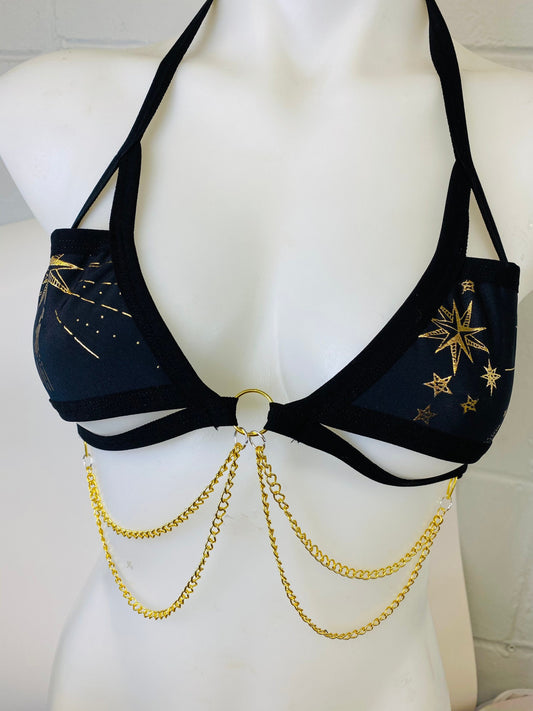 GOLD GODDESS VIBES | Gold Chain Cage Top, Festival Top, Rave Top with Chains