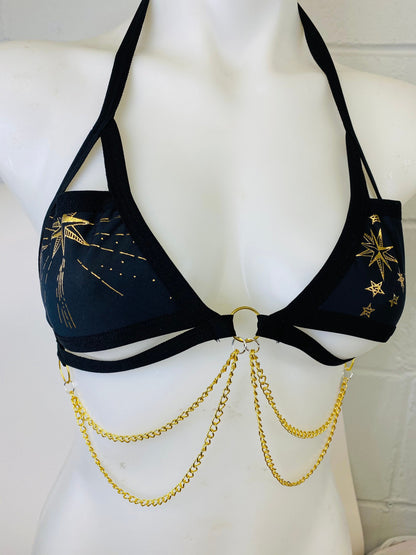 GOLD GODDESS VIBES | Gold Chain Cage Top, Festival Top, Rave Top with Chains