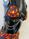 THAT'S HOT | Chain Cage Top + High Waisted High Cut Chain Bottoms + Face Mask + Gloves, Women's Festival Outfit, Rave Set