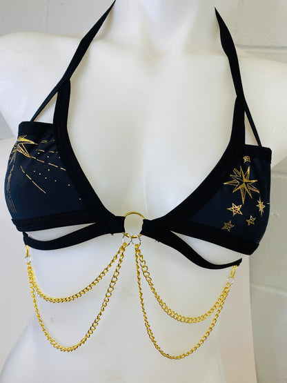 GOLD GODDESS VIBES | Gold Chain Cage Top, Festival Top, Rave Top with Chains