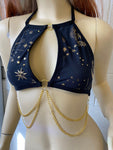 GOLD GODDESS VIBES | Keyhole Halter Chain Top, Festival Top, Rave Top with Chains