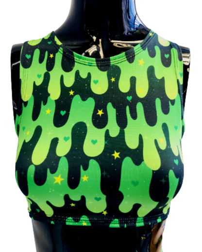 GREEN SLIME | Sporty Crop Top, Women's Festival Top, Rave Top