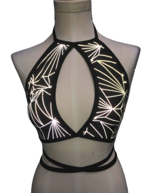 REFRACTION | REFLECTIVE | Keyhole Halter Top, Women's Festival Top, Rave Top