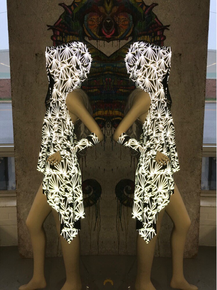REFRACTION | Unisex Hooded Cloak | Wookie Cloak, Rave cloak, festival cloak, reflective rave outfit