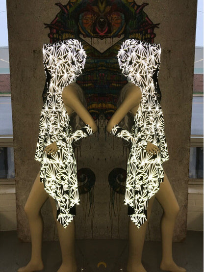 REFRACTION | Unisex Hooded Cloak | Wookie Cloak, Rave cloak, festival cloak, reflective rave outfit