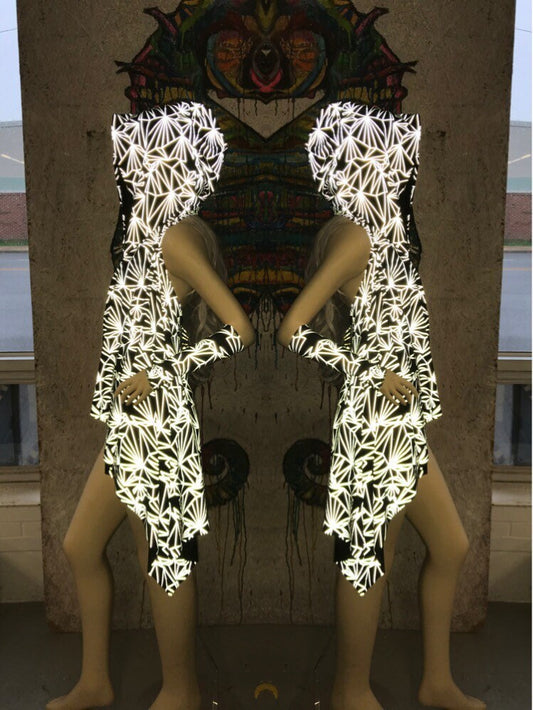 REFRACTION | Unisex Hooded Cloak | Wookie Cloak, Rave cloak, festival cloak, reflective rave outfit