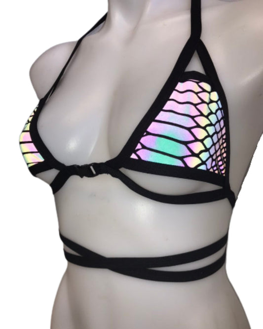 SLITHER | Reflective Cage Top, Women's Festival Top, Rave Top