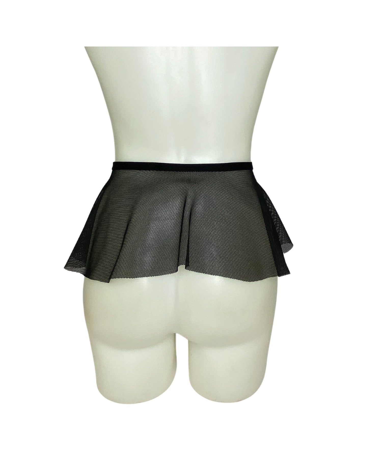 BLACK DARK STARR | Black Fishnet Ultra Mini Buckle Skirt, Rave Skirt, Festival Bottom