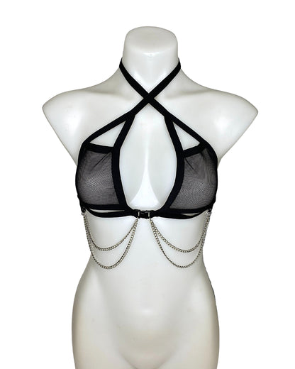 BLACK DARK STARR | Chain Cage Top, Festival Top, Rave Top with Chains