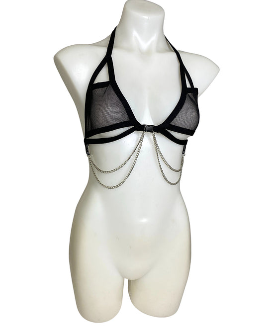 BLACK DARK STARR | Chain Cage Top, Festival Top, Rave Top with Chains