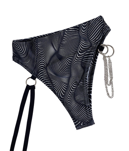 ILLUSIONS | High Waisted High Cut Chain Bottoms with Leg Wrap, Festival Bottoms, Rave Bottoms, Black Rave Outfit
