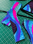 Y2K | Triangle Top + High Waisted High Cut Bottoms + Gloves, Women's Festival Outfit, Rave Set